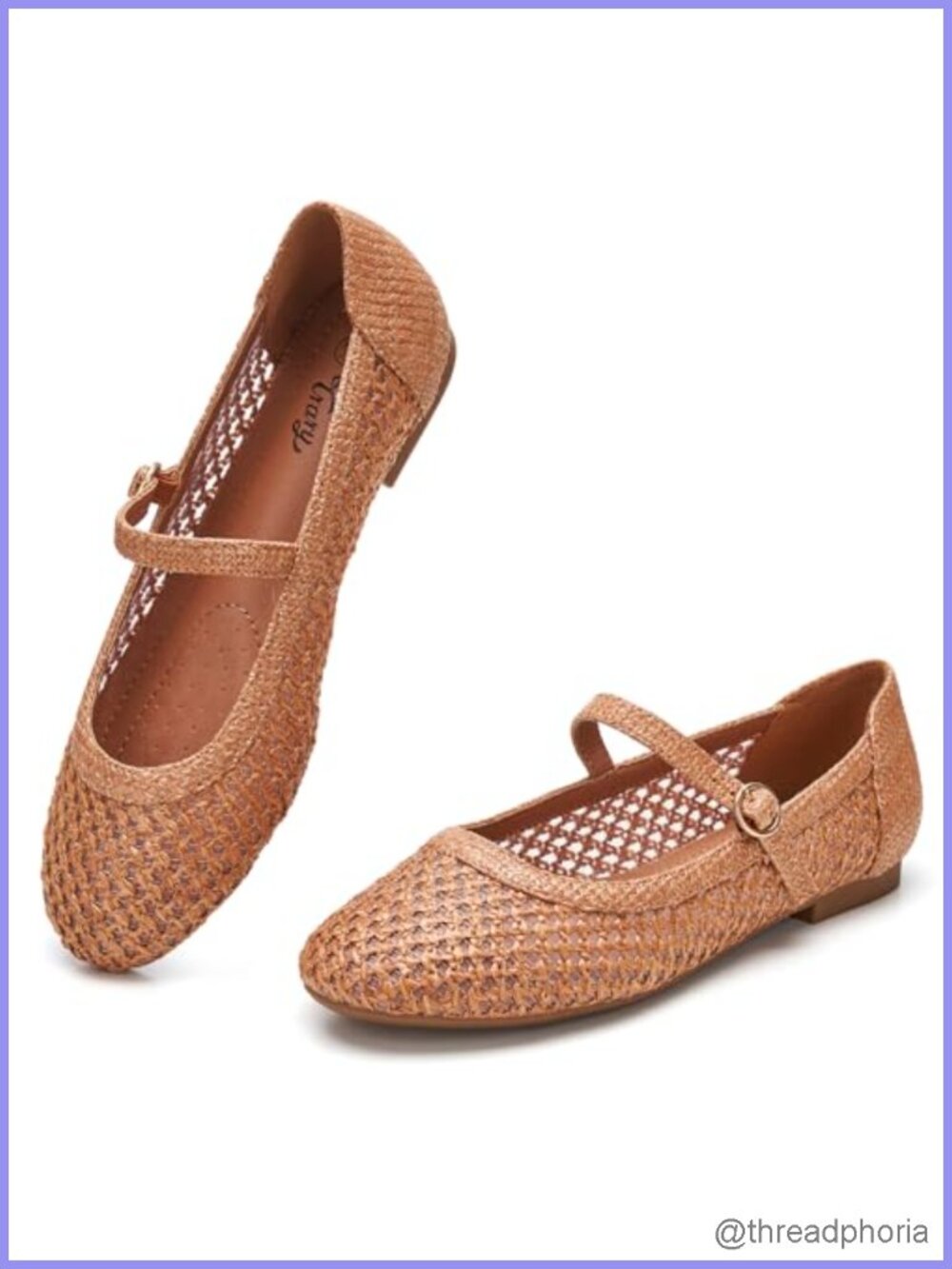 Woven Raffia Mary Jane Flats Round Toe Braided Buckle Strap Slip On